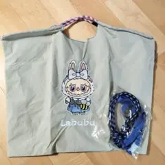 刺繍 Labubu ラブブ エコバッグ トートバッグ 45*45*60 Lサイズ