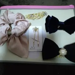 綺麗なヘアアクセサリー（シュシュ・バレッタ・ヘアピン）5点セット送料無料♪