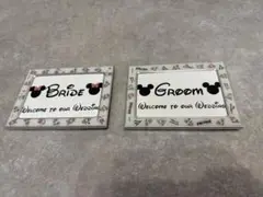 ドナルド・デイジーフォトフレームセット　受付 GROOM・BRIDE