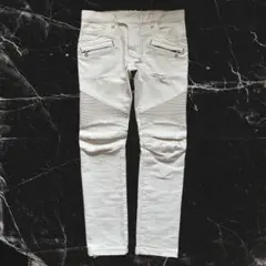 BALMAIN バルマン バイカーデニム ダメージ加工 蛇腹　国内正規のサムネイル