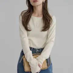 ラス①Bonjour Sagan 前後2WAYラメリブヘンリーネックプルオーバー