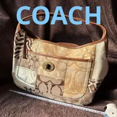 希少！COACHワンショルダーパッチワークホーボーシグネチャー肩掛けバッグ