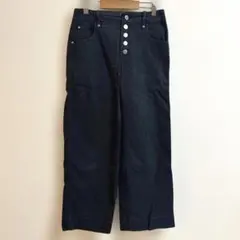 ギャップ　GAPハイライズワイドデニムパンツ　ボタンフライ　S 黒　ブラック