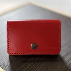 本革 サドルレザー カードケース ハンドメイド 大容量 レッド ブラック 赤 黒