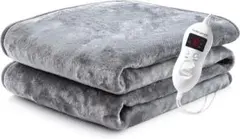 電気毛布 敷用 140×80cm 表フランネル・グレー 裏ポリエステル・ホワイト