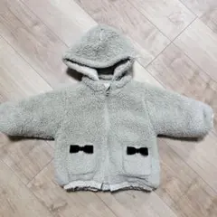 リバーシブル　ボアジャンパー　中綿ジャケット　水玉模様フード付き　90サイズ