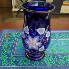ボヘミア ン　グラス　ブルー フラワーベース1個