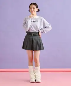 PINK-latte ベルト付きプリーツスカート 150 グレー新品　タグ付き