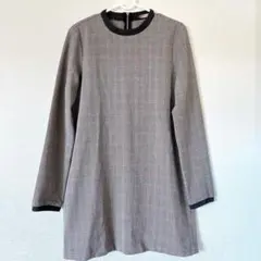 ZARA ミニ丈 チェック柄長袖ワンピース　M