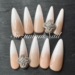 ネイルチップ ロング ギャル ワンホン ベイビーブーマー スキンカラー ベージュ