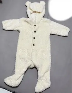 フード付きクマ耳ロンパース　フリース　カバーオール　60 70