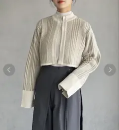 【&g’aime】ジャガード柄ショートニットカーディガン