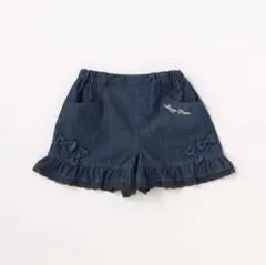 メゾピアノ デニム風ショートパンツ フリル リボン 女の子