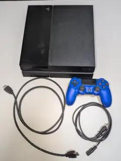 PlayStation 4 本体 付属品（青コントローラー、HDMIケーブル）