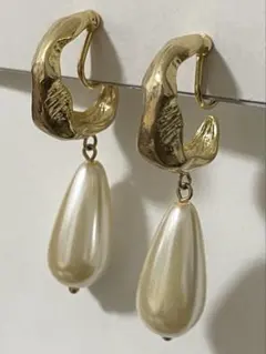 ゴールドフープパールイヤリング結婚式お呼ばれ綺麗めイヤリング