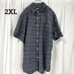 クイックシルバー 【2XL】半袖シャツ レギュラーカラー ボーダー グレー 黒のサムネイル