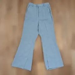 GU 水色　ライトグレー フレアパンツ Sサイズ　スリット入り