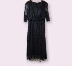 ブラック レース 袖付き パーティードレス