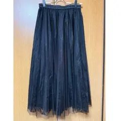 GU チュールレースフレアロングスカート ブラック ジーユー Lサイズ