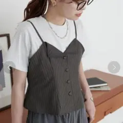 ピンストライプキャミ / グレー