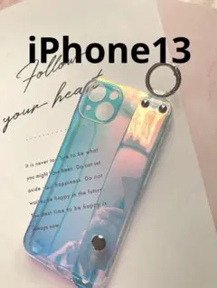 iPhone13オーロラクリアベルト付き透明iphone13ケース新品送料込み