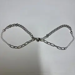 【ペア】ハート ブレスレットカップル磁気チェーン おしゃれかわいい 2つセット