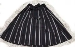 GLACIER フレアスカート ストライプ リボン付L