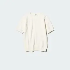 UNIQLO ケーブルニット 半袖 ホワイト S