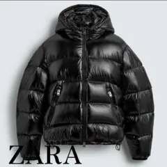 ZARA ブラック ダウンジャケット フード付き