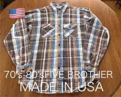 USA製！70s-80s FIVE BROTHER ネルシャツ　ヴィンテージ