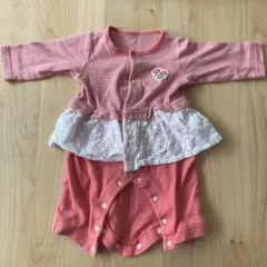 ベビー ロンパース 花柄刺繍 レース付き