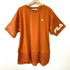 新品 FILA 3L オレンジ 半袖 Tシャツ メッシュ切替 オーバーサイズ