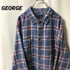 N-5184 GEORGE アメリカ古着 ネルシャツ チェック長袖シャツ 3XL