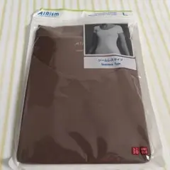 UNIQLO AIRism シームレスUネックT ブラウン L