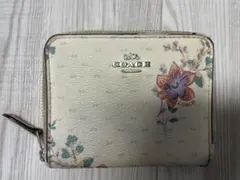 COACH 花柄 二つ折り財布 ホワイト