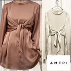 AMERI VINTAGE フロント リボン サテン ブラウスのサムネイル