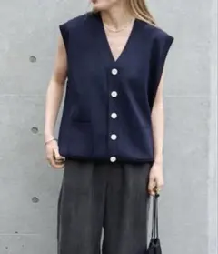 outdoor products Vネックニットベスト ネイビー