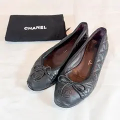 CHANELバレリーナ フラットシューズ ココマーク バイカラー 赤×黒 38