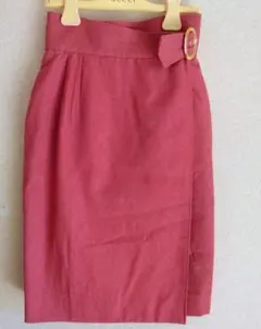 クリスチャンディオール☆ウール・膝丈・巻きスカート・レッド系・Sサイズ