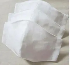 白い布製マスク 立体型　両面ダブルガーゼ　白無地　ハンドメイド　3枚入