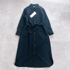 【美品】ソージュ ロングシャツワンピース レーヨン混 廃盤モデル ネイビー 紺色 ロングシャツワンピース - SOÉJU online store｜上質な大人の