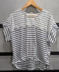 NICE CLUAP ボーダー半袖カットソー F 白系