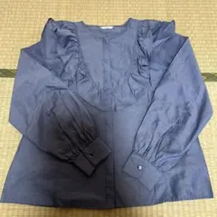 Te chichi フリル付き長袖ブラウス ネイビー