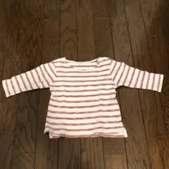 無印　赤と白のストライプ 長袖カットソー 80cm