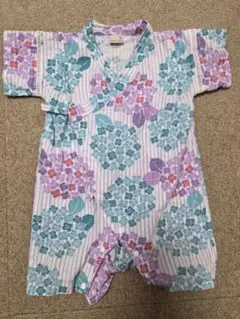 【美品】petit main 甚平 ロンパース 花柄 ① 80cm