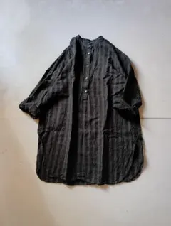 お値下げ　コンジェペイエ　綿＋麻　パッチワーク　バンドカラー　シャツ