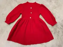 SHEIN リブ編み赤ワンピース 7Y 120 130 クリスマス あたたかい