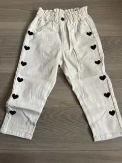 ハート柄ホワイトパンツ 100cm