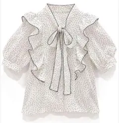 GRL ドット柄配色ボウタイフリルブラウス[pp067a]