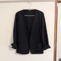 15号 3Lノーカラージャケット　ネイビーのサムネイル